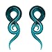 BodyJ4You 2PC Glass Ear Tapers Plugs 16mm Teal Teardrop Spiral Gauges Piercing Jewelry Set