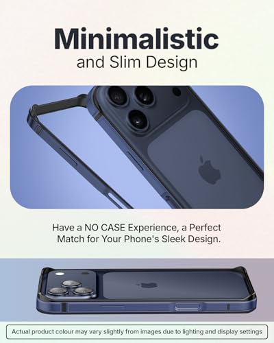 RAEGR Case | Anodized Aluminum Bumper | Compatible with iPhone 17 Pro Max (2025) | Supports Magnetic Wireless Charging | Edge Armor Protective Minimal Case - Dark Blue RG10620