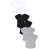 Girls 6 Pack Basic Tshirt Soft Breathable Cotton Tees for Everyday Wear Classic Crew Neck Short Sleeve Tees