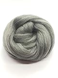 1lb Gray Wool Top Roving Fiber Spinning, Felting Crafts USA