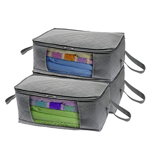 Woffit Foldable Storage Bag Organizers, Large Clear Window & Carry Handles, Great for Clothes, Blankets, Towels, Winter & Summer Clothing, Closets, Bedrooms, Under Bed & More (Extra Large) - Thumbnail 6