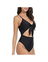 ZEALOTPOWER Trajes de baño de una pieza para dama con control de barriga monokini traje de baño Halter cuello en V trajes de baño