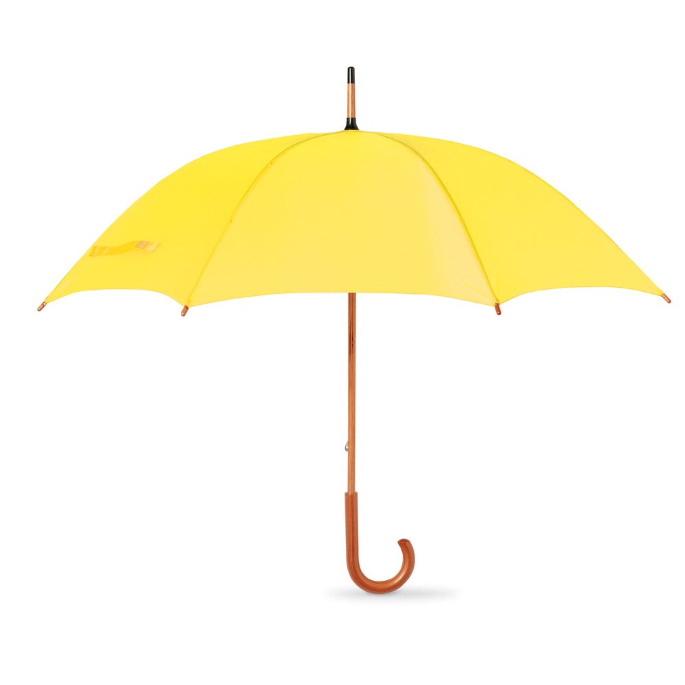 eBuyGB Wooden Crook Handle Large Umbrella Classic Manual Opening Rainproof for Men and Women Umbrella Windproof Strong - Yellow 41.5 Inch / 105cm Span 90cm Length