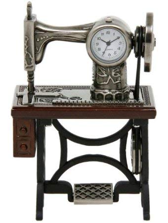 The Emporium Miniature Clocks Old Sewing Machine Techno Clock - Bronze Metal Classic Style - 1:12 Scale - 11.4 cm
