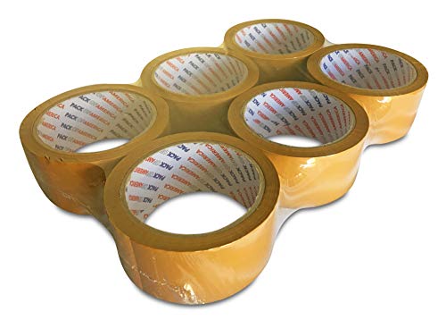 Pack of America 6 Rolls G.Brown Packing and Shipping Tape 55 Yards 1.88" 1.8 Mil Multipurpose Eco Adhesive Tapes for Moving Boxes, Carton Sealing, Home & Office Mailing, Commercial Warehouse Depot