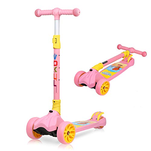 VOKUL Kick Scooter for Kids, 3 Widen Flashing PU Wheels, Adjustable Height Kids Scooter with a Easy Folding System, Best Gift for Kids Age 3+