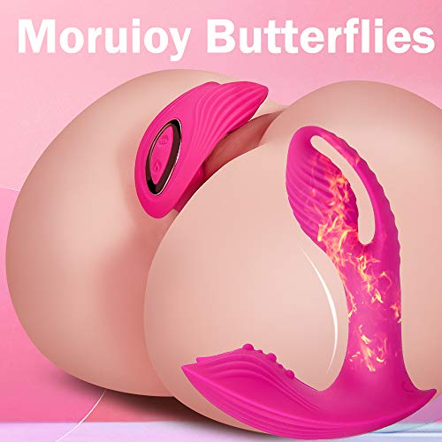 Butterfly Vibrator für sie mit 9 Vibrationen Erotik Vibratoren Heizfunktion,G-Punkt und Klitoris simulation Sexspielzueg für Frauen mit Fernbedienung Rosa Moruioy