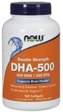 NOW Foods DHA-500, 180 Softgels , Pack of 3