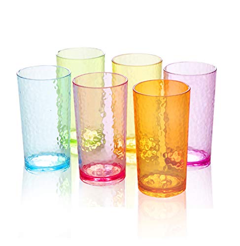 20-ounce Acrylic Glasses Plastic Tumbler, set of 6 Multicolor - Hammered Style, Dishwasher Safe, BPA Free - Thumbnail 7