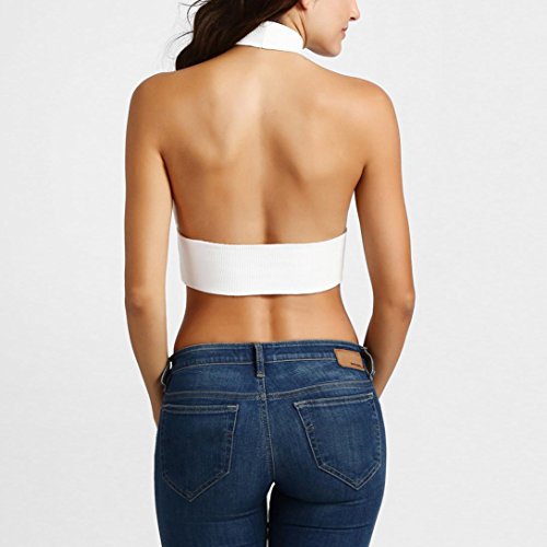 Iuhan® Womens High Neck Tank Tops Clearance Loose Hollow Casual Blouse Tank Tops (M, White) - Thumbnail 5