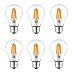 6 Pack DC 12V Battery System Globe Warm White 2700k 6 Watt LED Edison Filament A60 A19 Light Bulb E26 E27 Medium Base Lamp DC 12 Volt Original Vintage Nostalgic Classic Edison Pear Shape Lighting