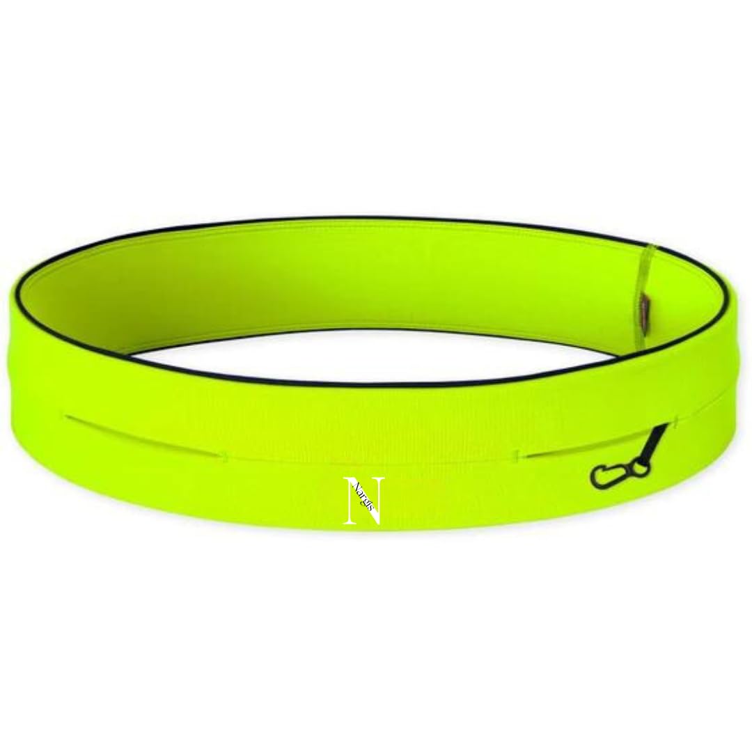 Comfy Running Waist Belt & Phone Holder- Bounce-Free Storage for Essentials - Moisture-Wicking & Reflective - Perfect for Jogging, Gym and Travel (Yellow, Large)