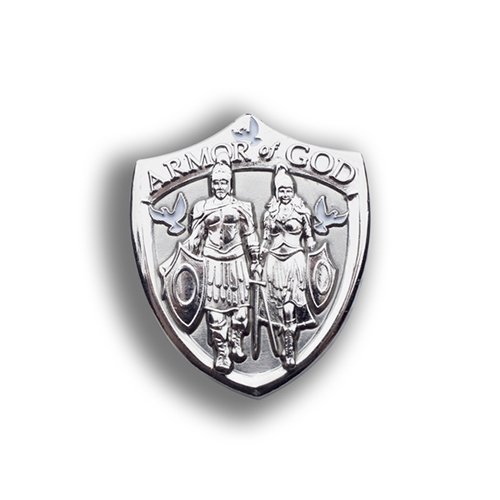 Whole Armor of God Shield Collectible Lapel Pin (Silver) or Tie Tac