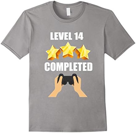 Men's Level 14 Complete Funny Video Games 14 Birthday Gift T-Shirt Medium Slate