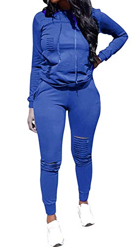Women's Sweatsuits, Women's 2 Pcs Tracksuit - Round Neck Long Sleeve Top Stripe Long Pants Jumpsuit Outfits Set - Sport - Thumbnail 5