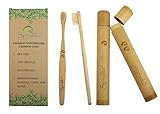 Soft Bristles BPA Free Bamboo Toothbrushes and Cases, Natural Biodegradable, eco-friendly, with travel holders, set of 2 handmade gift set