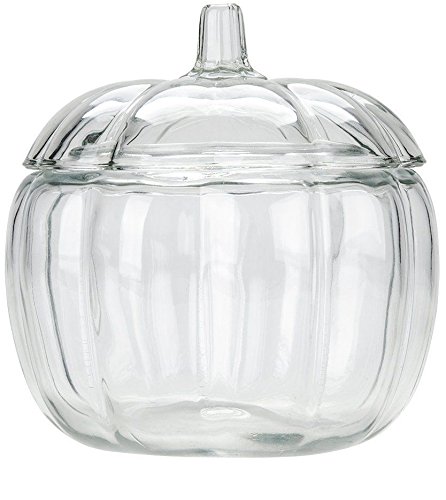 Circleware clear pumpkin glass canister cookie jar with…