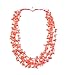 Salmon Coral Multi Strand Chips Necklace with Mother of Pearl Toggle Clasp