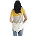 YunJey Short Sleeve Round Neck Triple Color Block Stripe T-Shirt Casual Blouse Yellow