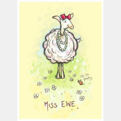 Pack of 3 x"Miss Ewe" Greetings Cards
