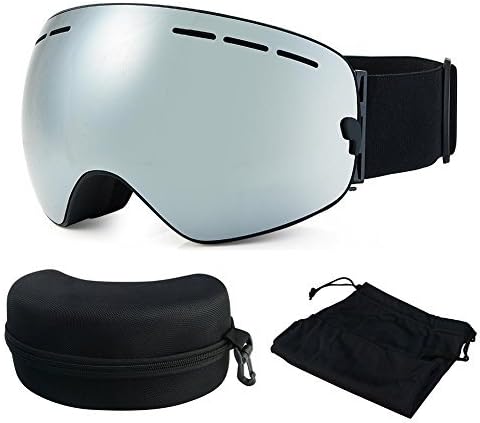 ZNYSMART Ski Goggles, Frame-Less Skiing Snowmobile Skate Snowboard Goggles with Spherical Wide View Detachable UV400 Protection PC Lens for Men Women Kids