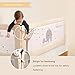 BABY BBZ 59inch Bed Rail - Single Foldable Safety Bedrail with Ventilated Mesh for Toddlers - Queen Size Bed Guard for Kids - Elephant Print - Safe Sleep (Beige Color)