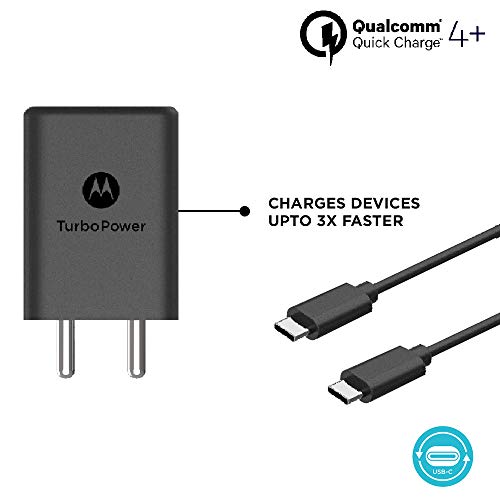 Motorola 27W Turbo Power PD charger Adapter with 1M Premium Type C cable compatible with Android, Mac Book, iPhone and W