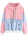 SweatyRocks Sweatshirt Women Colorblock Pullover Fleece Hoodie,Multicolor#1,X-Large