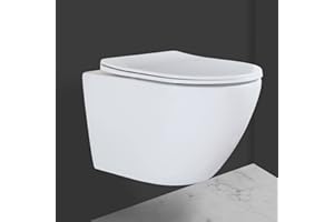 WinZo WZ5922C Compact Wall Hung Toilet Small Round Rimless Flush Easy Clean Adjustable Mounted Bowl Height for Modern Bathrooms