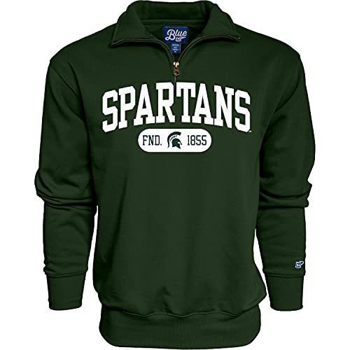 Blue 84 Men's Michigan State Spartans Quarter Zip Sweatshirt Twill Applique Tea…