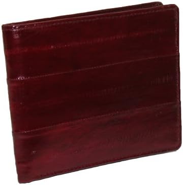 MJ Masters Mens Eel Skin Trifold Wallet, Burgundy