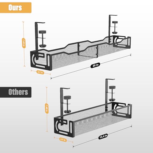 Under Desk Cable Management Tray Long 1 Pack A non drilling table cable basket for storing extension cords, a screw free and tidy wire organizer clip, suitable for homes, offices,kitchens, etc