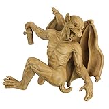 Design Toscano Gaston the Gothic Gargoyle Climber Hanging Statue, Medium, 13 Inch, Polyresin, Gothic Stone