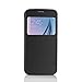 PASONOMI Galaxy S6 Case, [Smart Window View] Samsung Galaxy S6 Folio Wallet Case - Slim Flip Leather Case for Samsung Galaxy S6 Smartphone (Black)