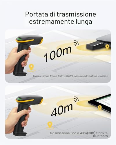 Inateck 1D 2D QR Barcode Reader, Wireless Bar Code Gun Plug and Play, 2600mAh Battery, Barcode Scanner with APP and SDK, Compatible with PC Computer Android iOS iPhone, BCST-23
