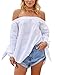 Just Quella Women's Off The Shoulder Top Blouse 8422 (XX-Large, White)