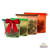 Silicone Bags for Food - Resealable, Leak-Proof, and Eco-Friendly Silicone Food Storage Bag - Reusable Sandwich Bags for Cooking, Freezing, and Storing - Food-Safe - Pack of 4 (2 Small, 2 Large)