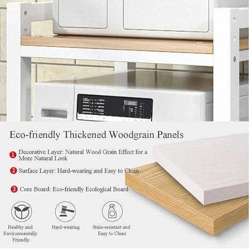 Dryer Stand Height Adjustable, Portable Stacking Kit for Front Loader Washing Machine & Tumble Dryer, Storage Rack Over Washing Machine Storage Unit, 400kg Load Capacity BlackFrame White