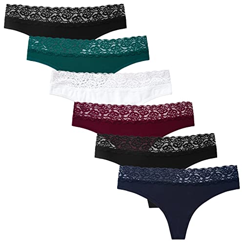 4136AsCTeUL Innersy Tangas Damen Sexy String Für Frauen Spitzen Unterwäsche Baumwoll Strings Mehrpack 6 (L, Beliebt Mehrfarbig)
