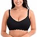 Gratlin Women's Full Coverage Cotton Lace Breastfeeing Maternity Nursing Bra ,Black,40DD