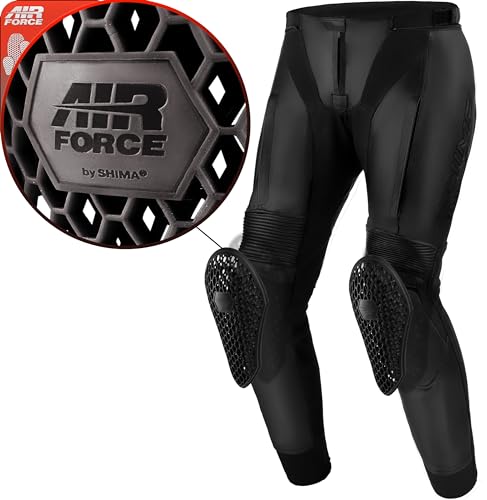 SHIMA BANDIT Motorcycle Trousers for Men AIRFORCE Knee Protectors Motorbike Mens Leather Armoured Motorbike Suit Lightweight Protective Ventilated Stretch Reinforced Armored Bike (Mens, Black, 48)