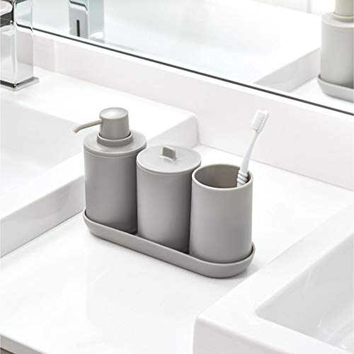 iDesign Cade Holder, Holds Normal Toothbrushes, Spin Brushes, and Toothpaste, Matte Gray