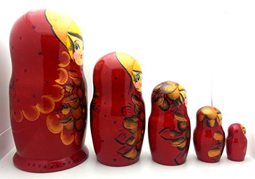 Russian Nesting Doll Matryoshka Hand Painted Nesting Doll set of 5 / Traditional 7 inch Tall