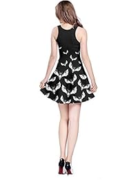 CowCow Vestido de mujer de Halloween Spider Witch Bats calabaza momia fantasma sin mangas Skater, XS-5XL
