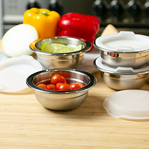 RSVP International 8 Piece Stainless Steel Prep Bowls Set with Lids