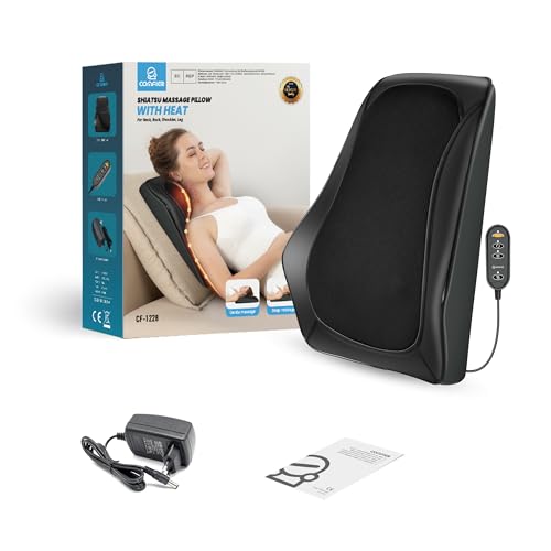 COMFIER Massager, Neck Massager with Heat, Shiatsu Back Massager with 4D Kneading Heads, Massage Cushion for Shoulder, Back, Legs, Gifts for Men and Women