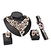 Everrich Luxurious Blue Crystal Bridal Cream Simulated Pearl Gold Plated Statement Necklace Earrings Jewelry Sets for Women Costume,4 Pairs