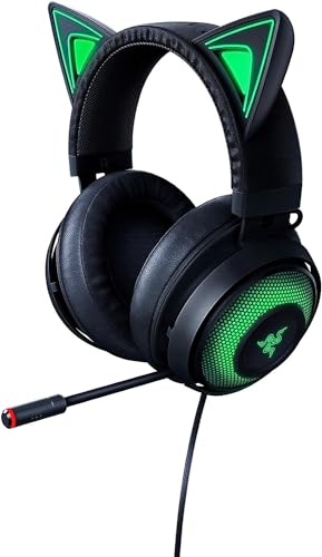 Razer Kraken Kitty - Kabelgebundenes Gaming Katzenohren-Headset (anpassbarer RGB Chroma-Beleuchtung, Mikrofon mit aktiver Rauschunterdrückung, Bediene