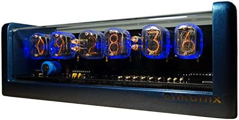 Vintage Nixie Tube Clock with 6xIN-12 displays & Alarm & Blue Backlight & Blue Metallic case CHRONIX