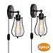 Kingmi Wire Cage Plug-in Wall Light Industrial Wall Sconce Shade Vintage Style Edison E26 Base with Dmmer Switch for Headboard Bedroom Garage Porch Light 2 Packs(HARDWIRE)